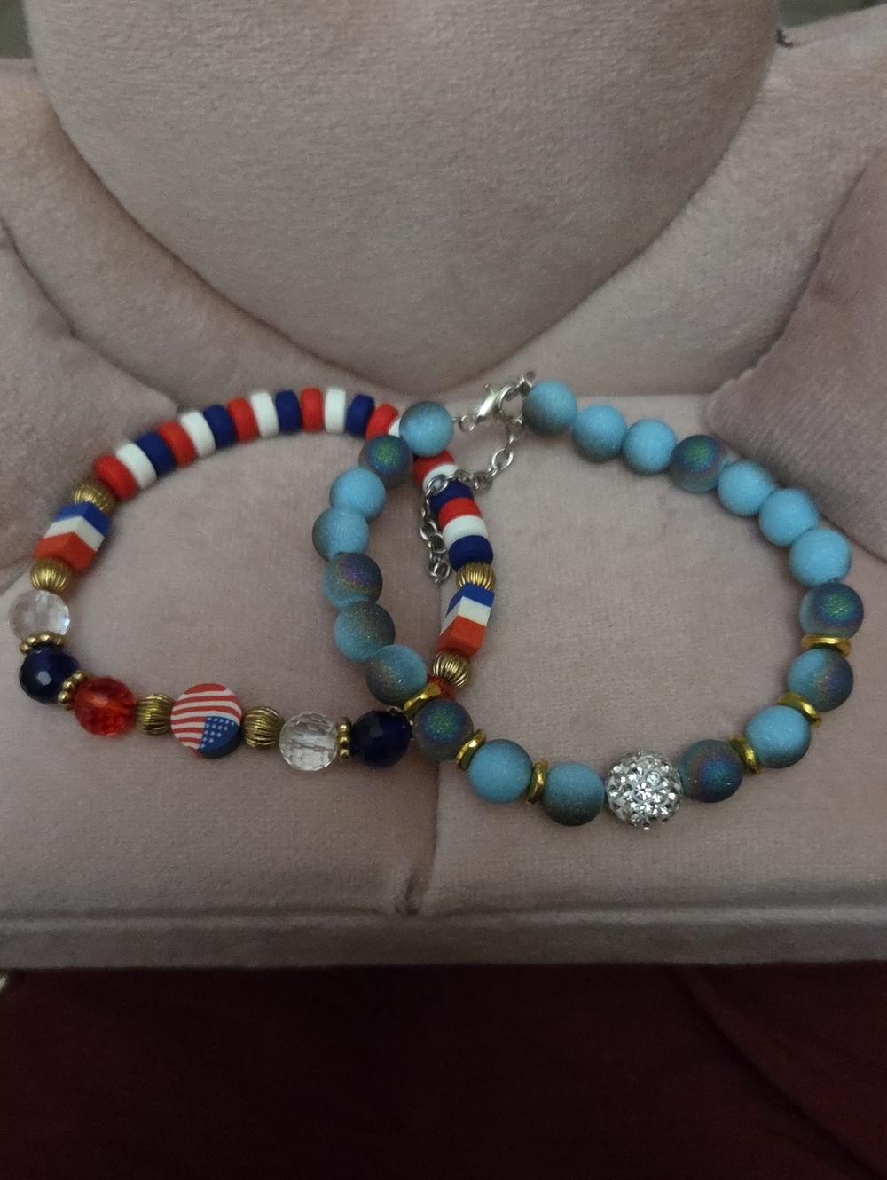 Bracelets, Patriotic Blue Beaded Stretch & Blue Beaded NWOT
